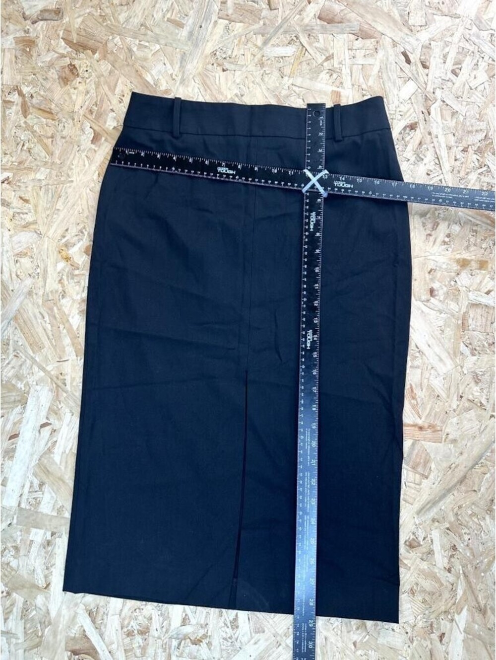 Zara Womens Black Pencil Skirt Size L High Waist Front Slit Midi Length - Picture 9 of 15